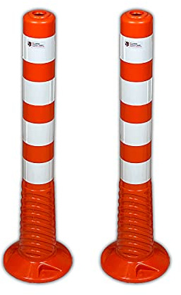 UvV-Flex 2 Stück Set Absperrpfosten Ecoline 75cm orange mit vier Reflexstreifen (RA1) inkl. Befestigungsmaterial - extra leicht, überfahrbar, flexibel und langlebig (2-75cm)