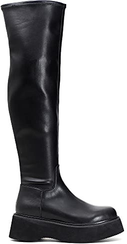 Botas sobre la rodilla de piel sintética Stretch, Negro , 38 EU