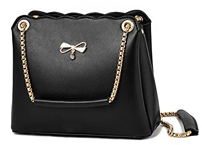 NICOLE & DORIS Sac à Main Femmes Bandoulieres Sac Epaule Femme Petit Sac en PU Cuir Mode Sac Femme Chaîne Pochette Sac Messager Noir