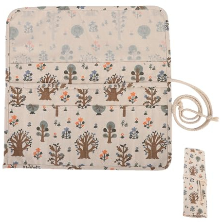 Soporte Enrollable para Pinceles de Pintura y Arte en Lienzo - Estuche con Estampado Floral para Pinceles de Artista y Maquillaje