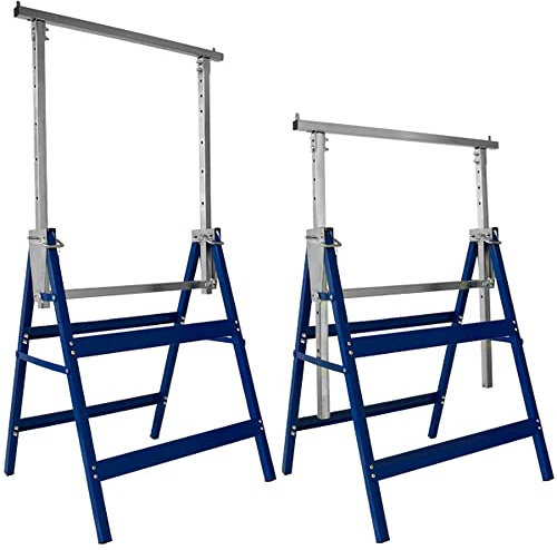 Deuba Set 2x Caballetes Telecópicos Metal Mesa de Trabajo Plegables Altura Regulable Andamio 69x57x81cm 200kg