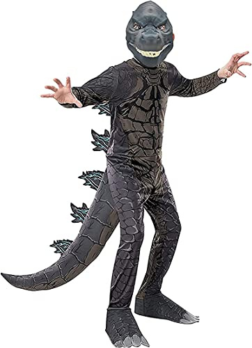 SINSEN Costume da dinosauro per bambini King Monster T-Rex Cosplay tuta maschera coda costume per Halloween festa regalo di compleanno (M (altezza per 100-140 cm)