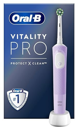 Oral-B Spazzolino Elettrico Ricaricabile Vitality Pro, 3 Modalità di Spazzolamento, Batteria a Lunga Durata, 1 Testina e 1 Spazzolino, Viola, Idea Regalo