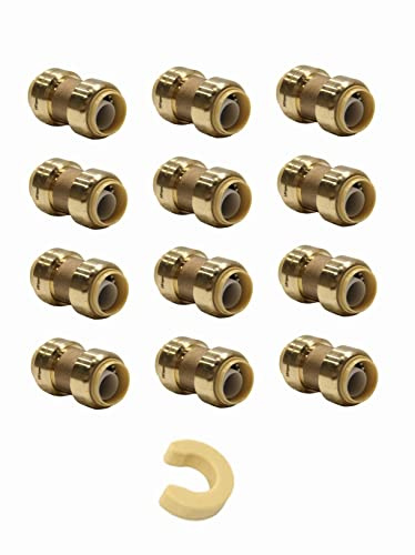 (Pack of 12) EFIELD 3/4 Inch Straight Coupling Push-Fit Fitting to Connect Pex, Copper, CPVC with a Disconnect Clip,(PPSU1960027-12PCS)