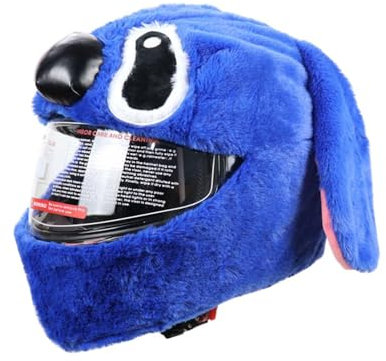 Motorradhelm Cover,Motorradhelm Abdeckung Plüsch,Cartoon Plush Motorcycle Helmet Cover,Motorradhelm Überzug Lustigmotorradhelm Überzug Plüsch,Für Männer, Frauen(Ohne Helm) (Blauer Stichs)
