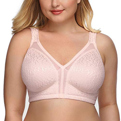 DotVol Damen Komfort Vollschalen Minimizer BH Bügellos Ohne Bügel Große Größen Unterwäsche(95D,Rosa)