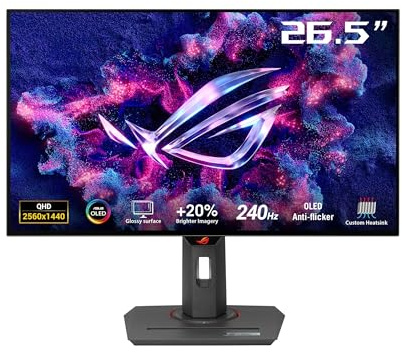 ASUS ROG Strix OLED XG27AQDMG gaming monitor ― 27-inch 1440P glossy WOLED, 240Hz, 0.03ms, custom heatsink, OLED Anti-flicker, uniform brightness, G-SYNC compatible, DisplayWidget Center