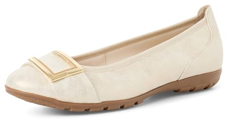 MARCO TOZZI Damen Ballerinas mit Zierschnalle Elegant, Cremefarben (Dune metallic), 40 EU