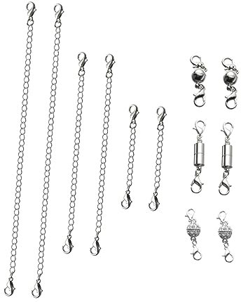 ULDIGI 1set Silver Necklace Extension Chain Buckle for Jewelry Making Necklace Accessories for Home and Store Use for and Keychains