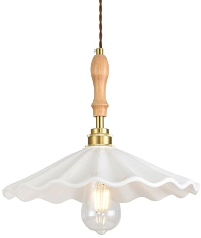 ZSJPDP Flush Mount Ceiling Lighting Fixtures,Japanese Minimalist Style Chandelier,Creative Lotus Leaf-Shaped Ceramic Hanging Lamp Lampshade,Study Bedroom Restaurant Decoration Pendant Light