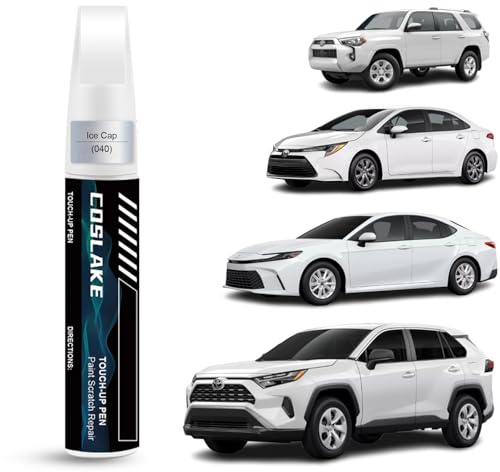 COSLAKE Car Touch Up Paint(Ice Cap/Super White(040(Include 2UE/2MQ))) for Toyota, Car Paint Scratch Repair Kit, Quick & Easy Solution to Repair, 2 in 1 Scratch Remover Pen with Color-Matched