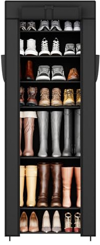 Sekey Armoire à Chaussures 9 étages, Rangement Chaussures avec revêtement Anti-poussière, Meuble à Chaussures fermé pour 40-45 Paires, Commode à Chaussures pour entrée et Salon - 58x28x162cm
