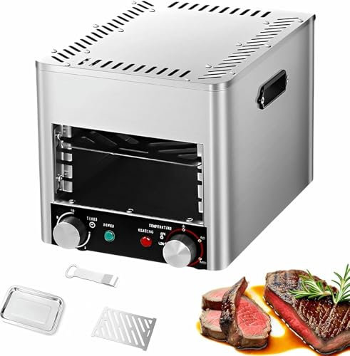 BGVYFXEZ Asador de Carnes, Asador eléctrico de Carnes con Ajuste de Temperatura, para cocinar Carnes, Verduras y Frutas, de 4 Niveles