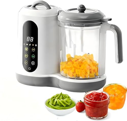Máquina de alimentos para bebés, con vaporizador y batidora, 400 ml, multifunción, con pantalla táctil y 4 ajustes preestablecidos, cocción automática y picadora