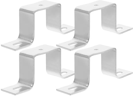 Kichvoe Support en Acier Inoxydable de U pour Rail Plat Lot de 4 Pièces Support de Fixation pour Disjoncteur Compatible Montage Industriel et Résidentiel pour Poteau de Clôture et Câblage