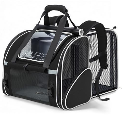 Lekesky Sac Transport Chat Petit Chien Extensible, Sac à Dos Chat Bubble avec Fenêtre en Filet, Sacs de Voyage Portable et Pliable pour Chat, Sacs Animaux Respirant et Léger, Noir