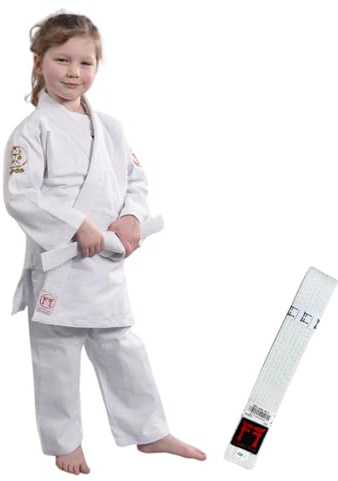 Fighting films - Kimono da Judo per Bambini, Colore: Bianco, Bianco, 100