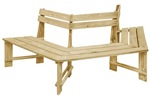 vidaXL Kiefernholz Imprägniert Gartenbank Halbsechseckig Bank Gartenmöbel Sitzbank Holzbank Dekobank Parkbank Sitzgruppe Baumbank Halbrundbank 240cm