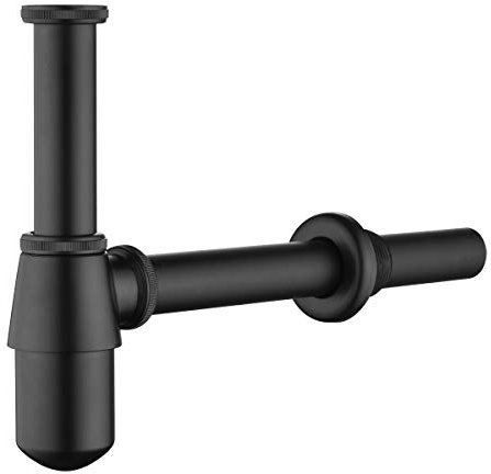 Laiton Siphon de Lavabo, Keymark Universel Syphon avec 200mm Tube Plongeur, 1 1/4 x 32mm Réglable Sifon Anti Odeur Anti-fuite, Noir