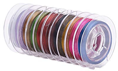Fashewelry 0.38mm Mixed Colors Tiger Tail Beading Wire Nylon-Coated Steel Metal Craft String with Spool 10 Rolls x 32.8 Ft/roll for Jewelry DIY Making