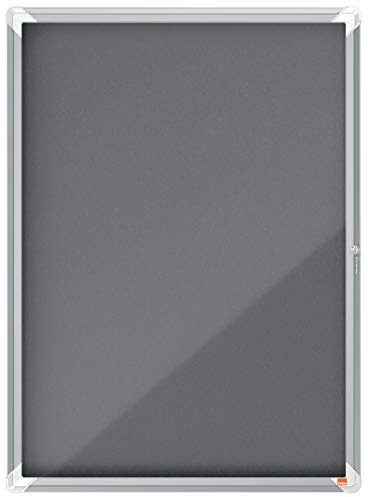 Nobo Felt Lockable Notice Board 9 x A4, Premium Plus, Grey, 1915330