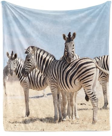 ABAKUHAUS Tierwelt Weiche Kuscheldecke Sofadecke, Namibia Afrika Safari, Gemütlicher Plüsch für den Innen- und Außenbereich, 125 x 175 cm, Blassblau Beige Schwarz