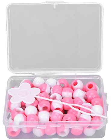 Runde Haarperlen, Runde Haarperlen Dreadlocks, Dreadlock Zubehör, Haarschmuck, Afrikanische Perlen für Haarperlen, 74 Stück (Rosa)