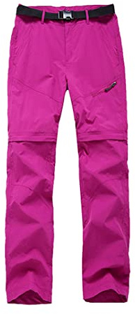 Pantalon de camping et de randonnée pour femme - Séchage rapide - Amovible - Pour escalade et trekking, rose, XL