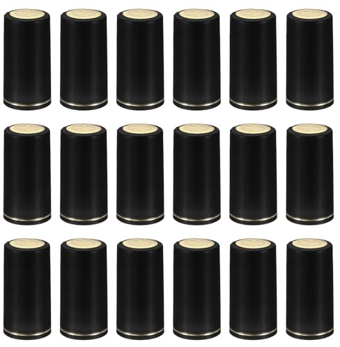 PATIKIL PVC Heat Shrink Cap with Tear Tab for Wine Bottle, 120 Pcs 30x60mm Wine Shrink Wrap Seals Sleeves Caps Shrink Top Cover Line for Wine Cellars Home Kitchen Use, Black