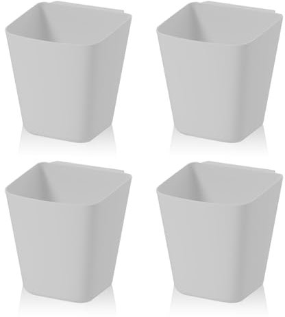 Lonimia Lot de 4 porte-gobelets à suspendre - Porte-stylos suspendus - Seau suspendu - Porte-crayons de maquillage - Accessoires de chariot - Seau de rangement en plastique (gris)