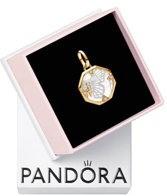 Pandora ME Perlmuttfarbener Schmetterling Medaillon-Charm 763366C01 Pendente