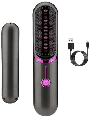Piastra per capelli, riscaldamento rapido, senza fili, pettine arricciacapelli per viaggi, spazzola lisciante, piastra portatile anti-crespo per salone, casa, barbiere