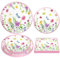 120 Pack Wildflower Party Supplies Floral Paper Plates and Napkins Spring Floral Baby Shower Birthday Tableware Decorations Flower Party Decor for Spring Picnic Wedding Tea Party Serves 40