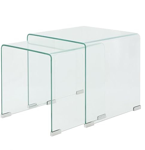 Willood Zweiteiliges Satztisch-Set aus gehärtetem Glas Transparent