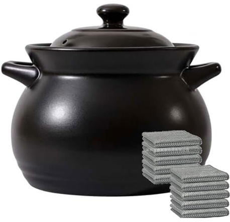 YLME Cocotte Pot en Terre Cuite pour Cuisinière À Gaz Pot À Soupe Et À Ragoût Résistant Aux Hautes Températures pour La Cuisine Et Le Mijotage À La Maison,4L