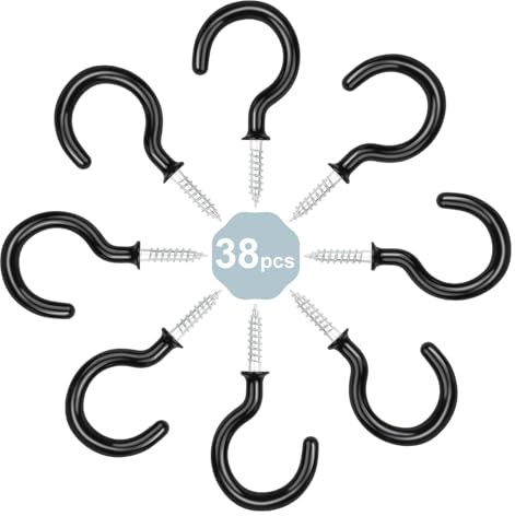vsshe 38 Piezas Ganchos de Techo, Metal Gancho Revestido, Ganchos Atornillables, Tornillo Multiuso, Ganchos de Rosca de Acero Inoxidable, para Colgar Macetas, Macetas, Tazas, Luces - 1-1/4 Inch