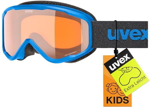 uvex speedy nova - leichte, stylische Skibrille mit Anti-Fog-Beschichtung und oranger Tönung für eine bessere Konturenwahrnehmung für Kinder - blue/lasergold - one size