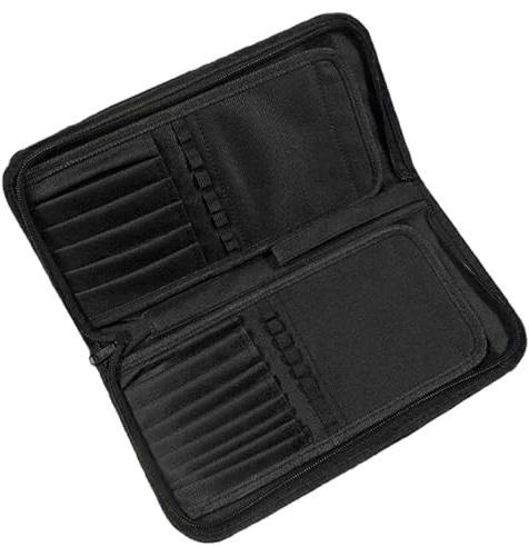Soporte de pincel de pintura, estuche de almacenamiento de arte, organizador de pincel de pintura con cremallera, bolsa de lona negra para 15 cepillos/10.8x5.4x1.2