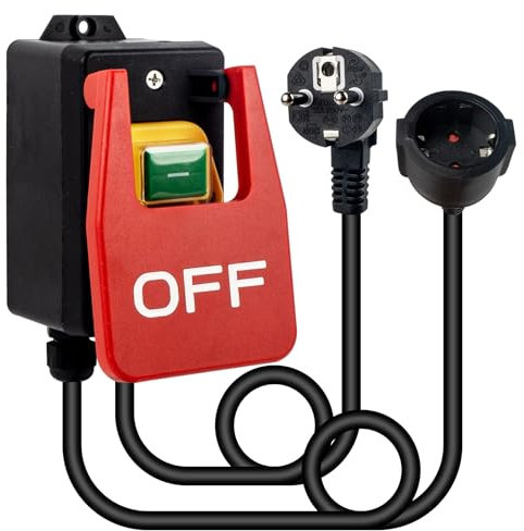 Notausschalter 16A 220V-230V, Sicherheitsschalter mit Steckdose Einphasige EIN Aus Schalter Maschinenschalter zum Schnellen Ausschalten von Frästisch und Anderen Elektrischen Geräten