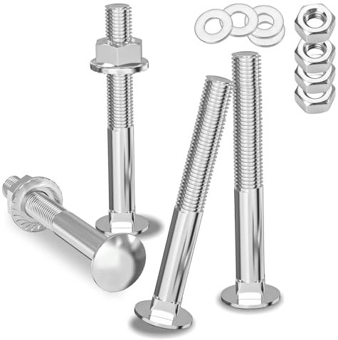 Tornillos de Bloqueo, Cabeza Redonda Plana con Ángulo Cuadrado M8 x 60, Tornillos de Cabeza Cilíndrica con Tuercas Hexagonales y Arandelas