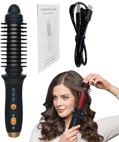 Mini Cordless Heated Round Brush, Thermal Curling Iron For Short Hair, Electric Heated Curling Round Brush For Curly Straight Hair, USB Charging Beauty Tool For Dormitory, Home, Travel
