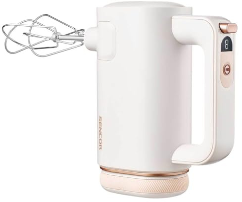 SENCOR SHM 9130WH Batidora de Mano Inalámbrica, 50W, 8 Velocidades, Pantalla Digital, Blanco