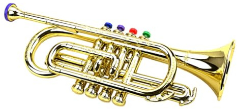 Abaodam Tromba Giocattolo Oro in Plastica 4 Suoni per Bambini Piccoli, Strumento Musicale Simulato Educativo per Sviluppo e Gioco Divertente