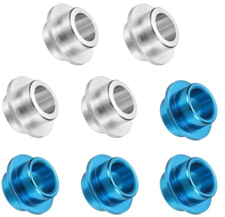 YELARXI Inline Skate Bearing Bushing Spacers, Skate Axles Shaft Spacers Roller Bushing Gasket Wheel Center Bearing Fitting for (Skating/Skateboard) 8mm & 8 Pcs & Aluminum & Silver/Blue