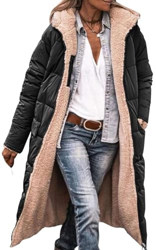 Genérico Plumas Ligeros Mujer Largos Abrigos Acolchada Plumífero Chaqueta Ultraligera Invierno Jacket con Capucha Viento Parker Puffer Coat Tamaño Grande Grueso Ligera Manga Larga Chaquetas