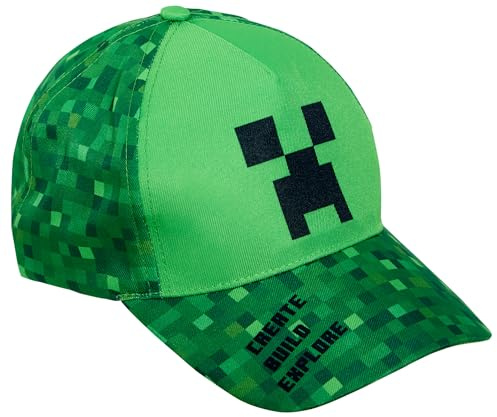 Minecraft Baseball Cap Kids Unisex Hat Creeper Summer Peaked Sun Hat Adjustable Green