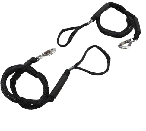 Bungee Dock Line Cuerda de amarre con cierre rápido, cordón elástico de 4 pies para pontones de esquí en barco, correa elástica resistente con flotador de espuma, verde, negro y azul (negro)