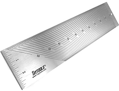 Taytools Bevel Setting Gauge for Use with Sliding Bevel Gauge Size Stainless Steel 0-50 Degrees in 1/4 degrees Increments Center Finding Ruler Depth End Graduations