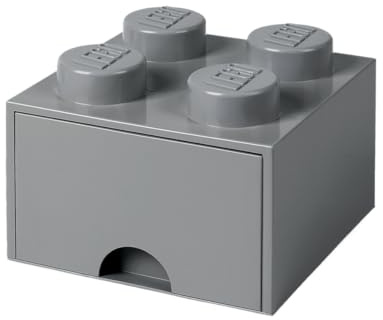 Room Copenhagen 40051754 brique LEGO 4 boutons, 1 tiroir, boîte de rangement empilable, 4.7 l, Gris Foncé, one size