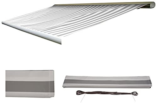 Mendler Funda para toldo T124, funda de repuesto para protección solar, 5 x 3 m, acrílico, color gris y blanco